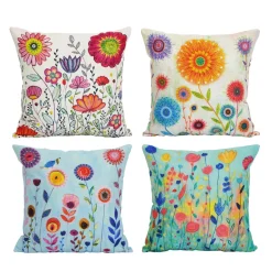Outdoor Kissenbezug Set FLOWER 4-teilig 45 x 45 cm