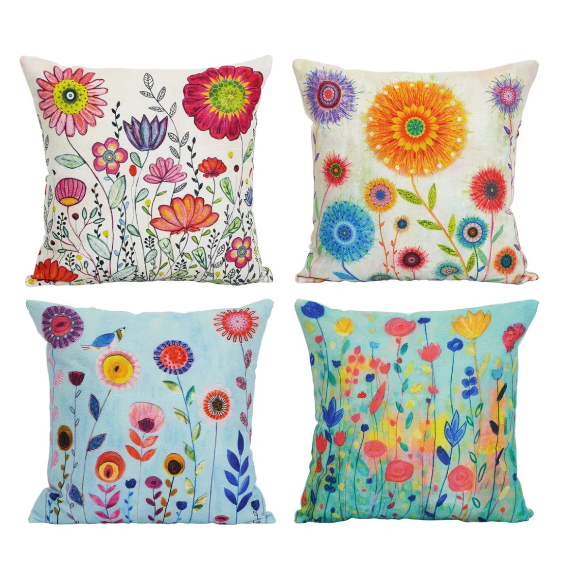 Outdoor Kissenbezug Set FLOWER 4-teilig 45 x 45 cm