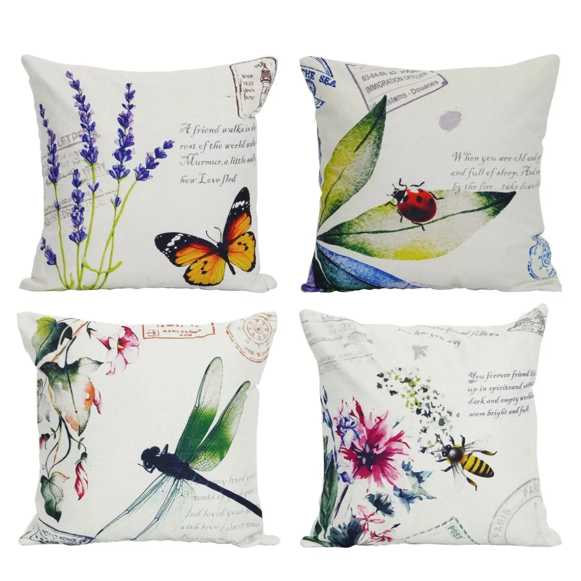Outdoor Kissenbezug Set INSECT 4-teilig 45 x 45 cm