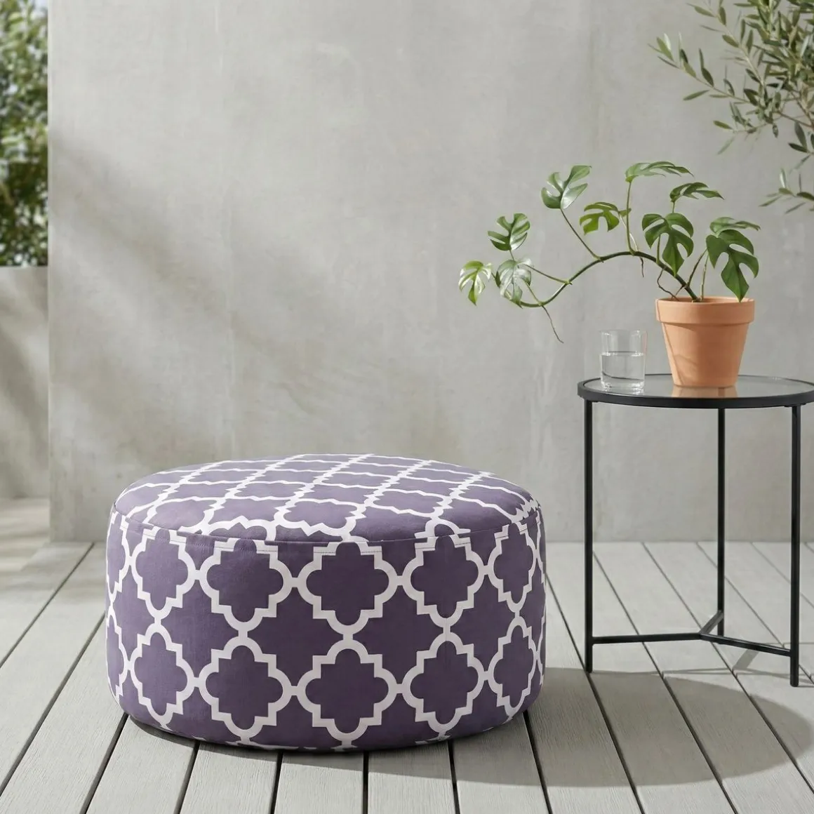 Outdoor Pouf aufblasbar PATTY taupe/weiss