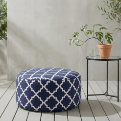 Outdoor Pouf aufblasbar PATTY dunkelblau/weiss