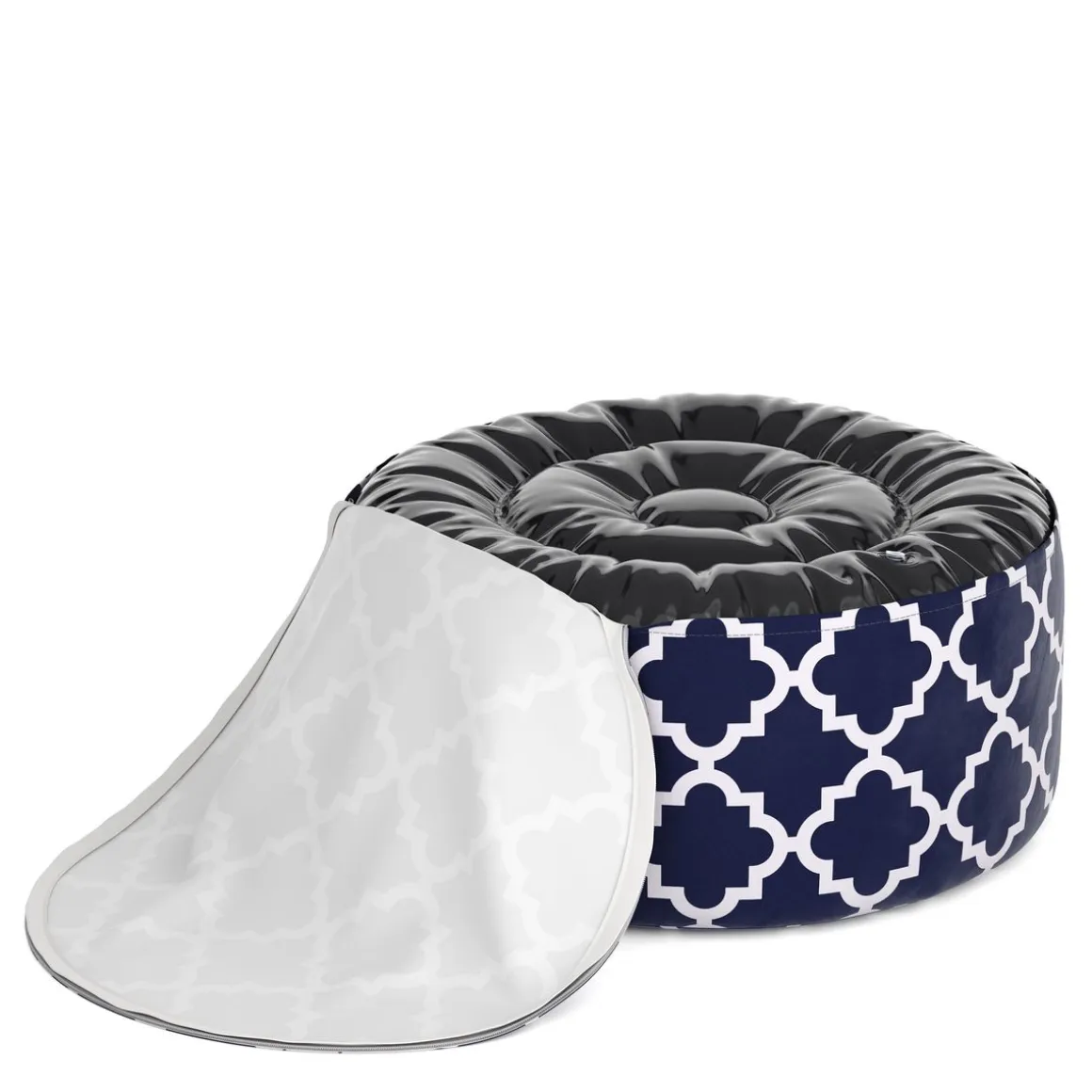 Outdoor Pouf aufblasbar PATTY dunkelblau/weiss