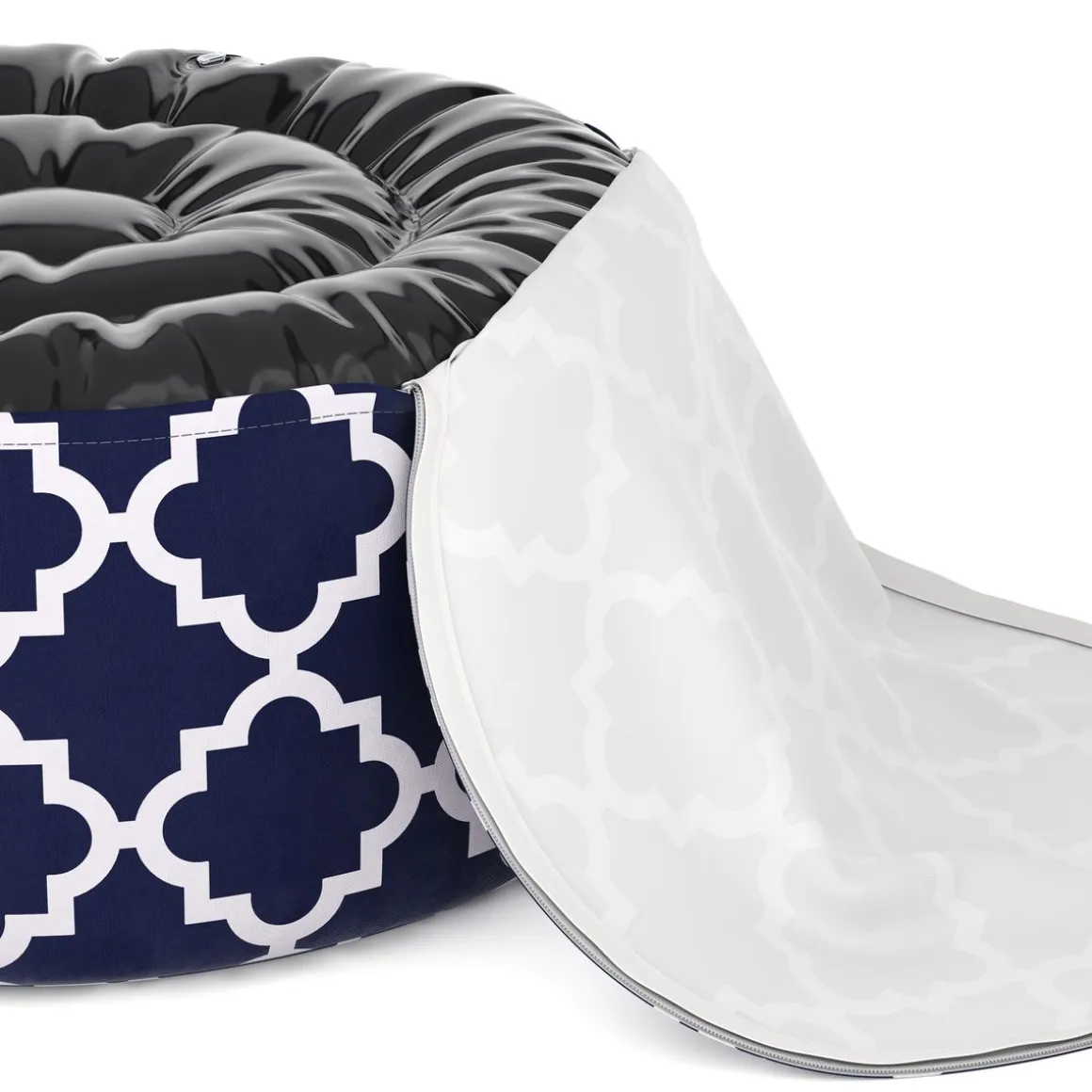 Outdoor Pouf aufblasbar PATTY dunkelblau/weiss