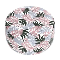 Outdoor Pouf aufblasbar PATTY Blattmuster rosa/grau