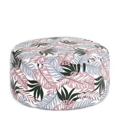 Outdoor Pouf aufblasbar PATTY Blattmuster rosa/grau