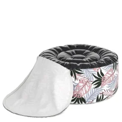 Outdoor Pouf aufblasbar PATTY Blattmuster rosa/grau