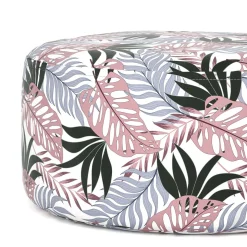 Outdoor Pouf aufblasbar PATTY Blattmuster rosa/grau