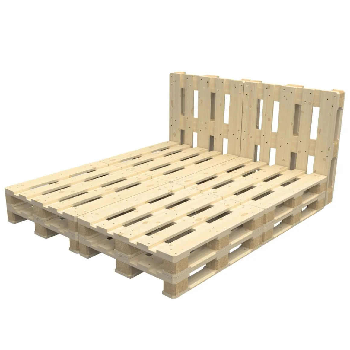 Palettenbett 180 x 200 cm mit Kopfteil