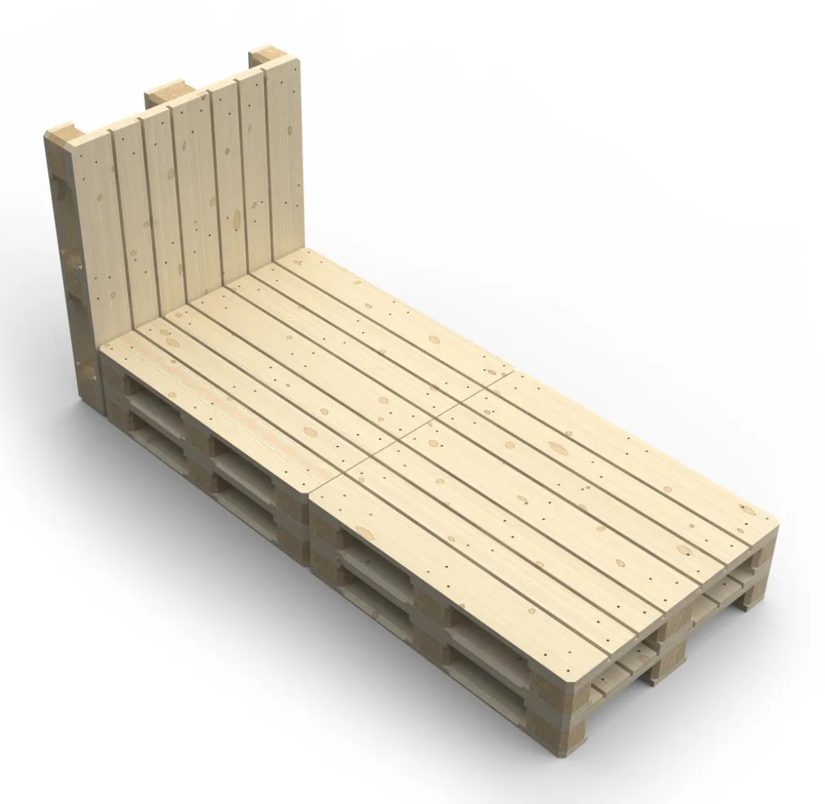 Palettenbett 90 x 200 cm mit Kopfteil
