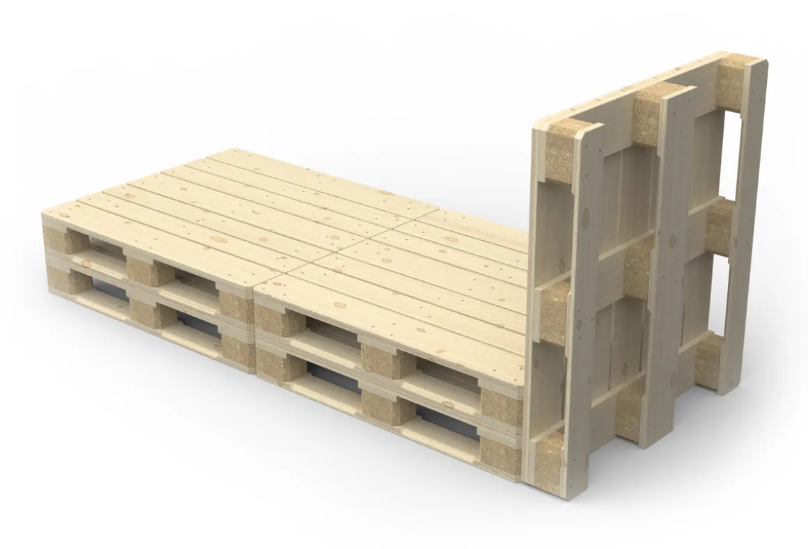 Palettenbett 90 x 200 cm mit Kopfteil