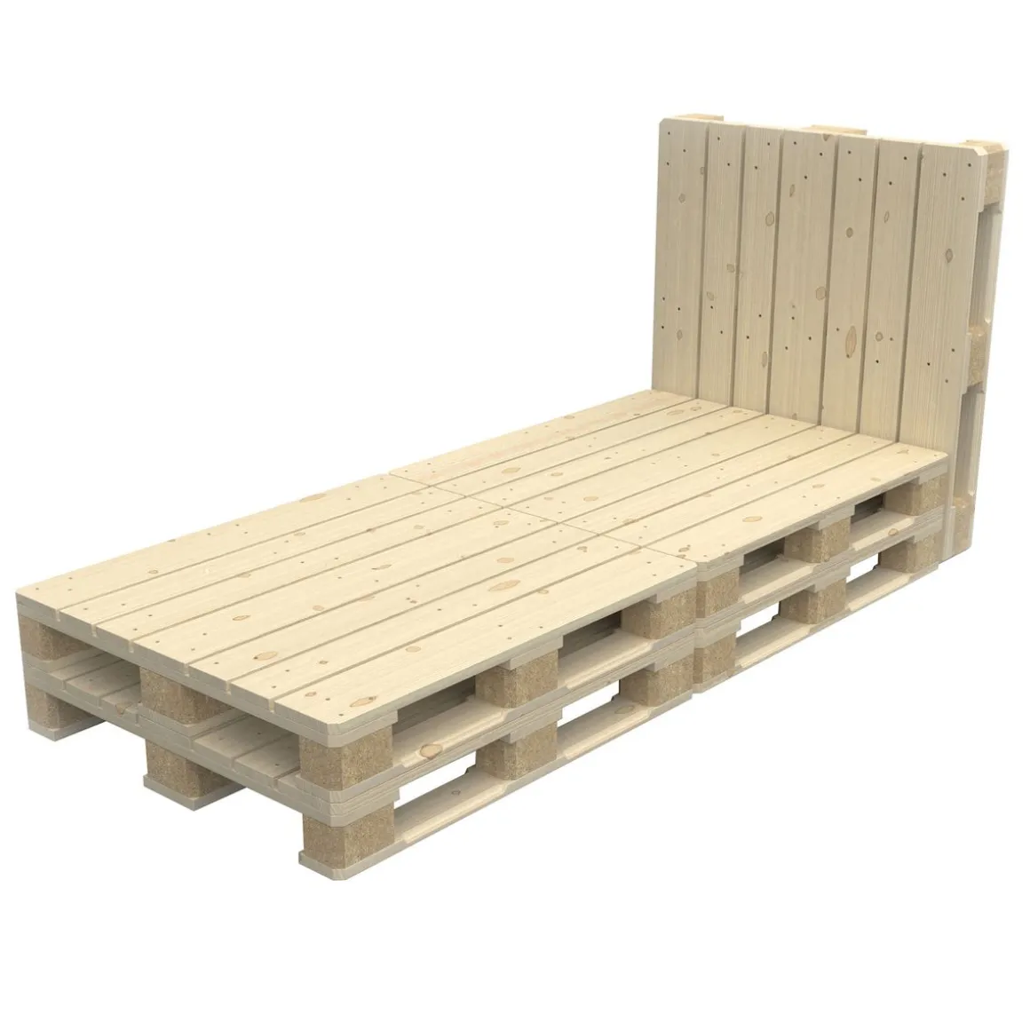 Palettenbett 90 x 200 cm mit Kopfteil