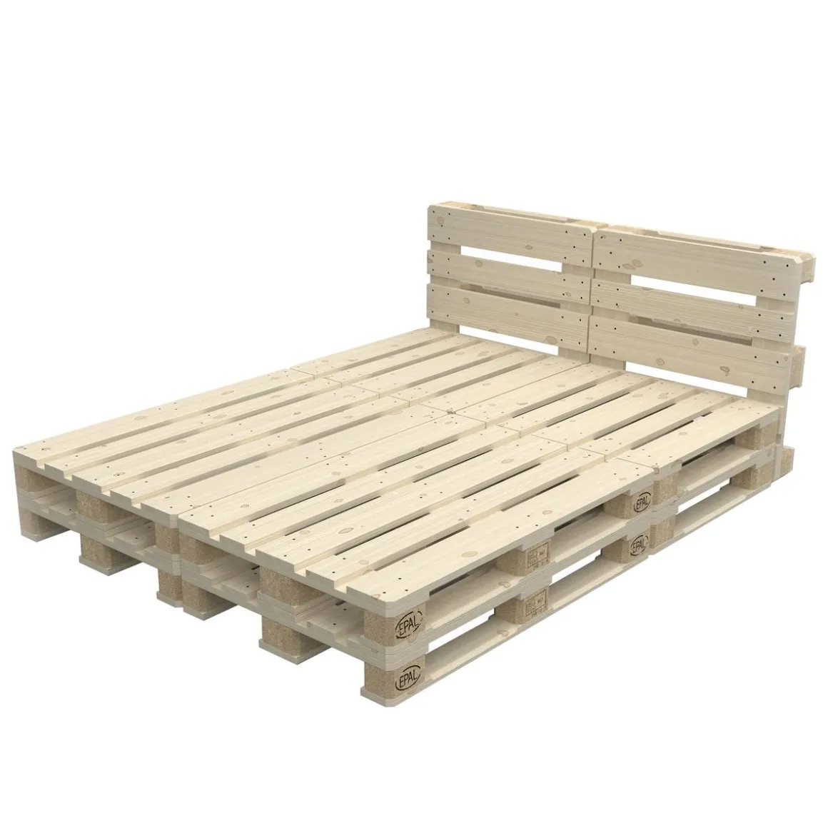 Palettenbett 160 x 200 cm mit Kopfteil