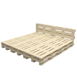 Palettenbett 240 x 240 cm mit Kopfteil