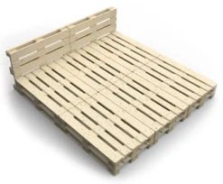 Palettenbett 240 x 240 cm mit Kopfteil