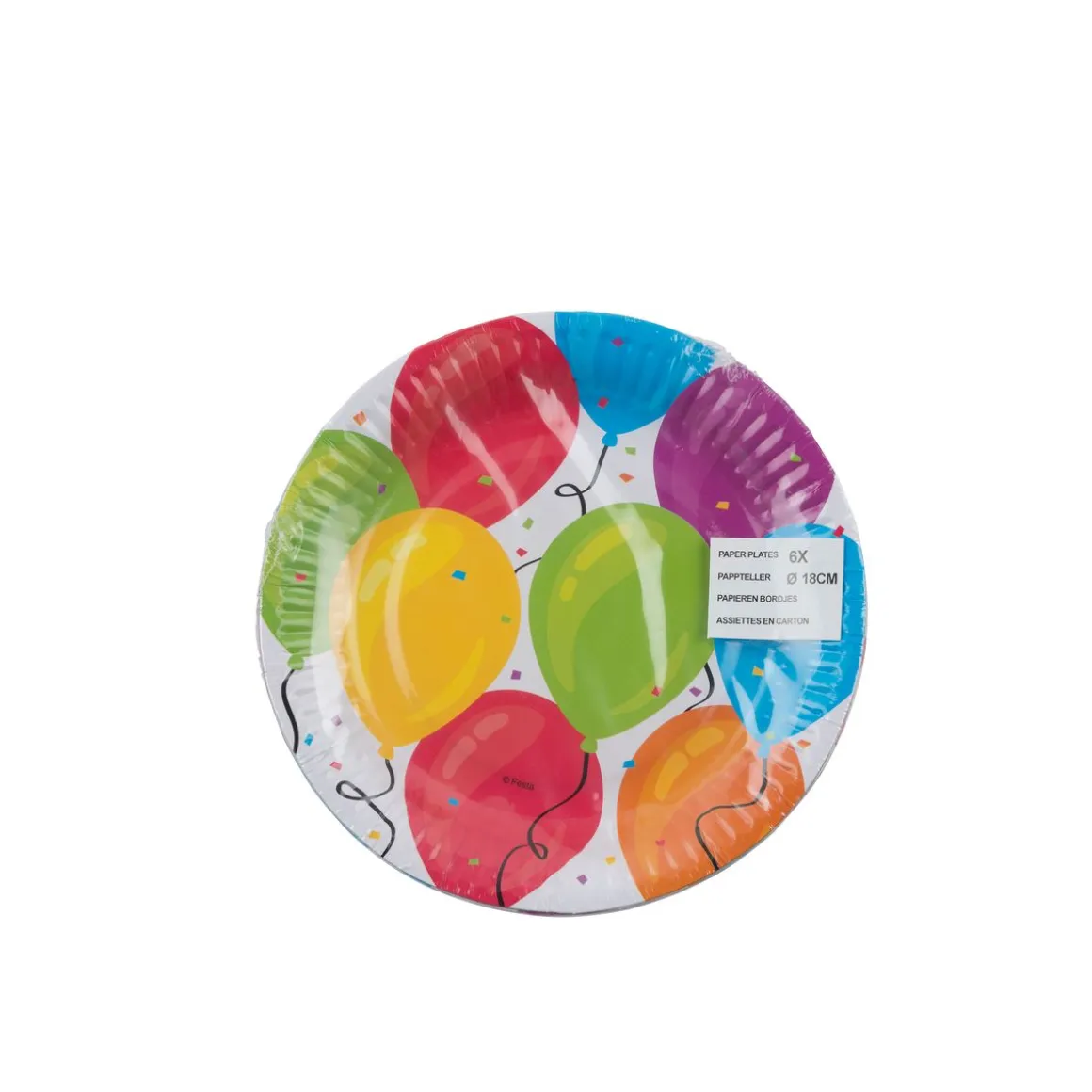 Pappteller Ballon rund 18 cm 6er Set bunt