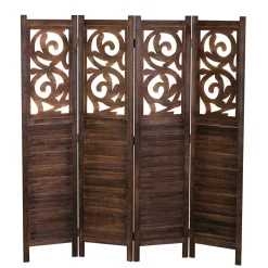 Paravent Ornamente 160 x 170 cm braun