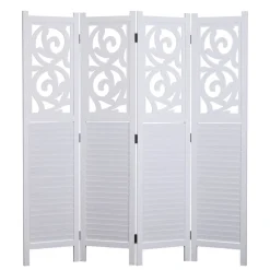 Paravent Ornamente 160 x 170 cm weiss