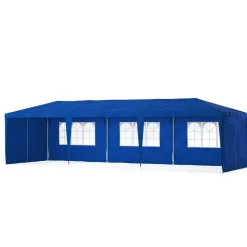 Partyzelt MARIS 9 x 3 m blau inkl. 8 Seitenwände