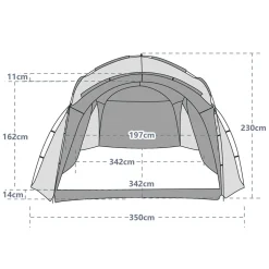 Pavillon LED KAYLA 3.5 x 3.5 m transparent/blau