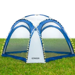Pavillon LED KAYLA 3.5 x 3.5 m transparent/blau