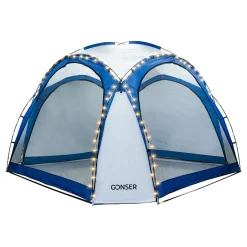 Pavillon LED KAYLA 3.5 x 3.5 m transparent/blau