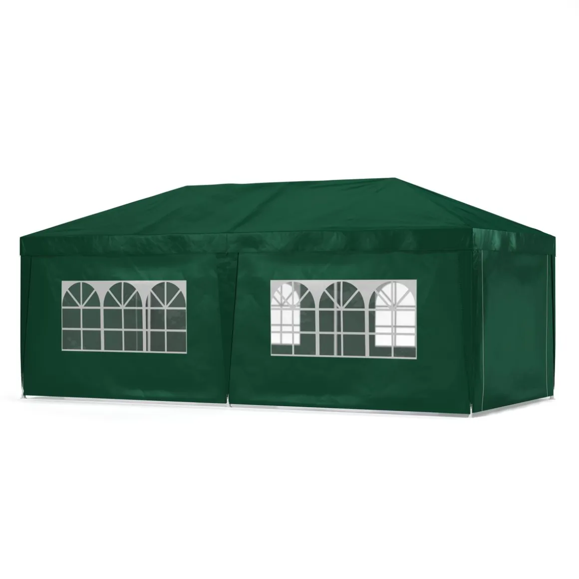Pavillon LINU 6 x 3 m grün inkl. 6 Seitenwände
