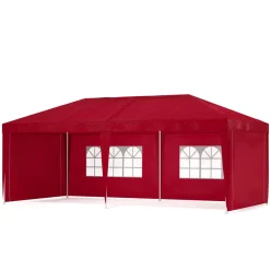 Pavillon LINU 6 x 3 m rot inkl. 6 Seitenwände