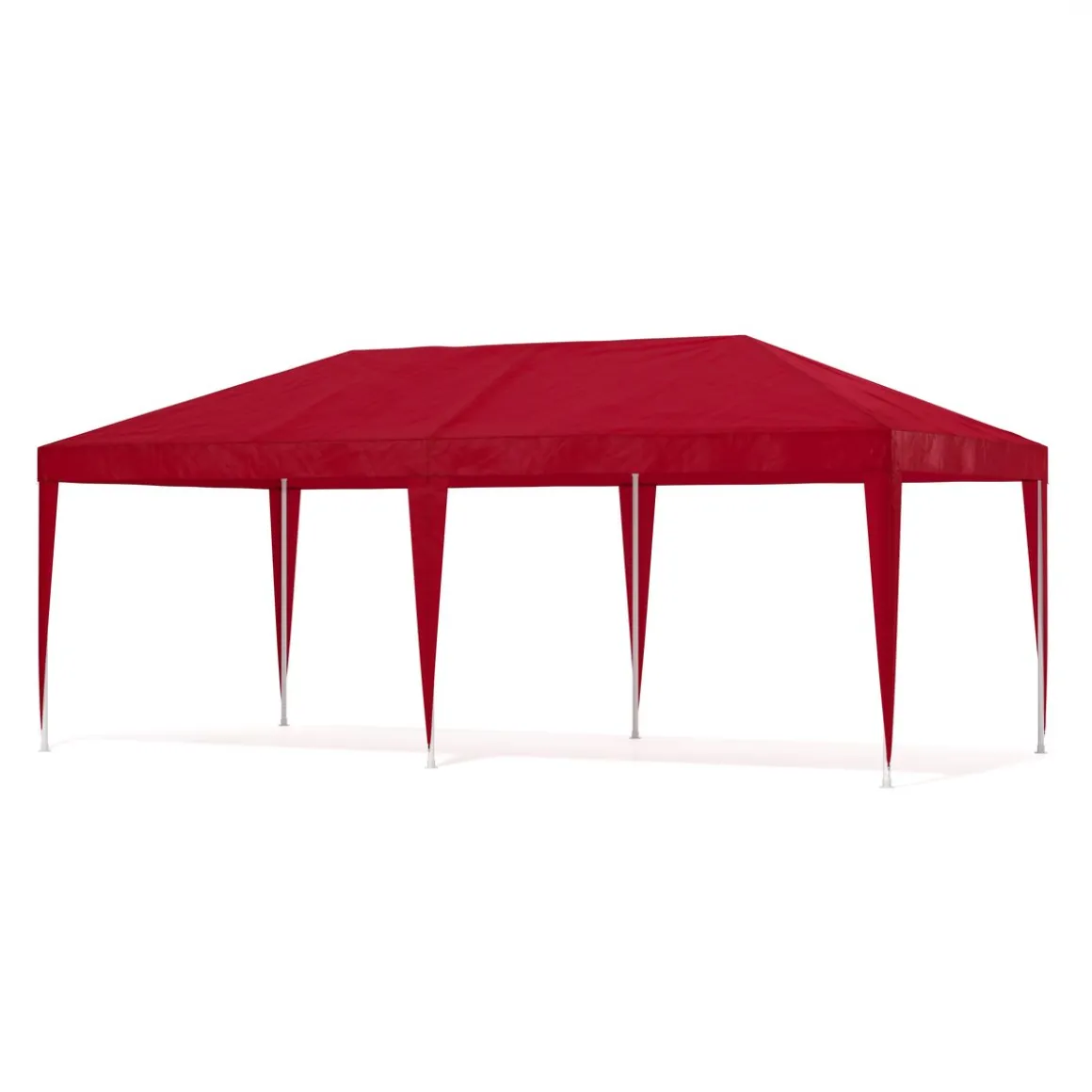 Pavillon LINU 6 x 3 m rot inkl. 6 Seitenwände