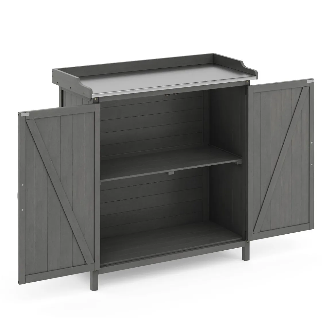 Pflanztisch mit Unterschrank Holz 92 x 96 cm grau