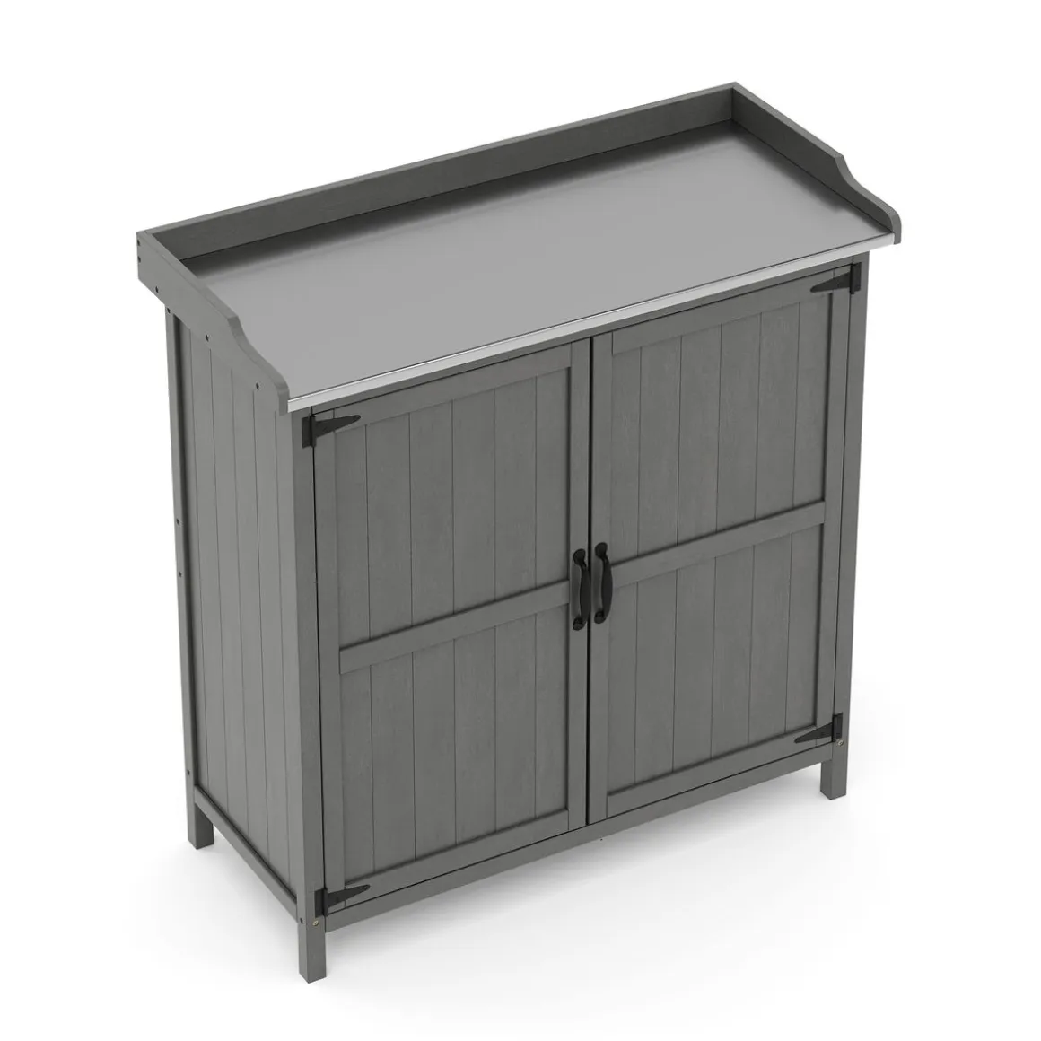 Pflanztisch mit Unterschrank Holz 92 x 96 cm grau