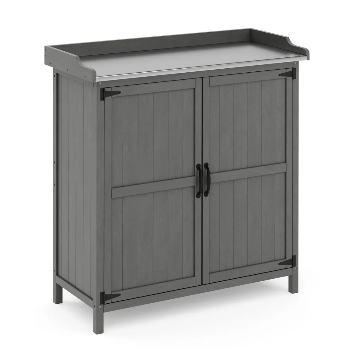 Pflanztisch mit Unterschrank Holz 92 x 96 cm grau