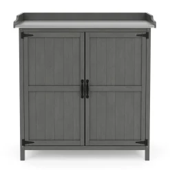 Pflanztisch mit Unterschrank Holz 92 x 96 cm grau