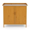 Pflanztisch mit Unterschrank Holz 98 x 95 cm natur
