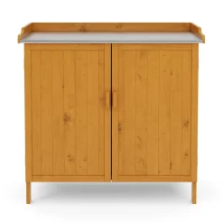 Pflanztisch mit Unterschrank Holz 98 x 95 cm natur