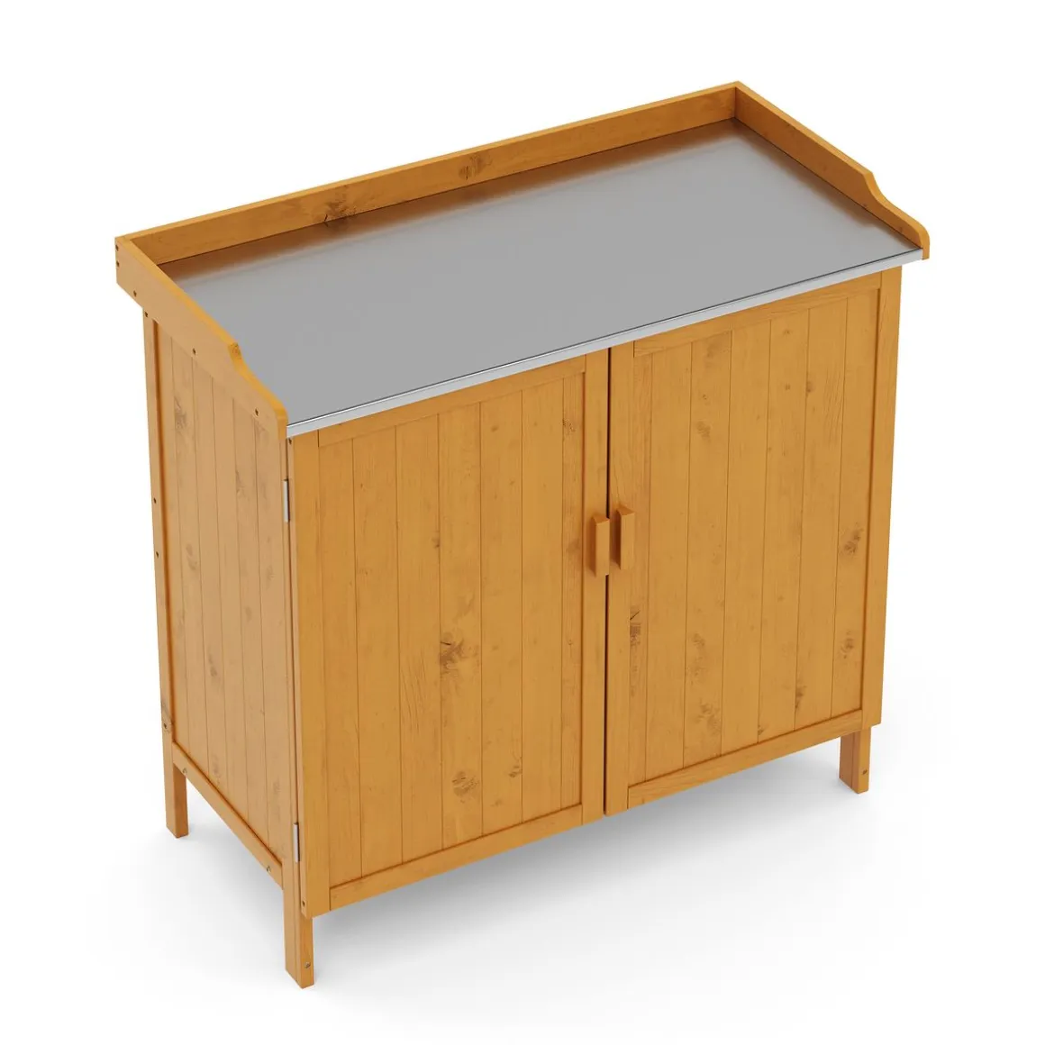 Pflanztisch mit Unterschrank Holz 98 x 95 cm natur