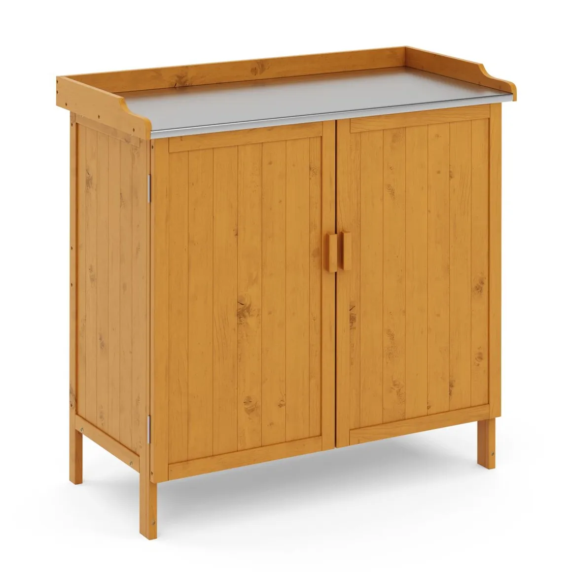 Pflanztisch mit Unterschrank Holz 98 x 95 cm natur