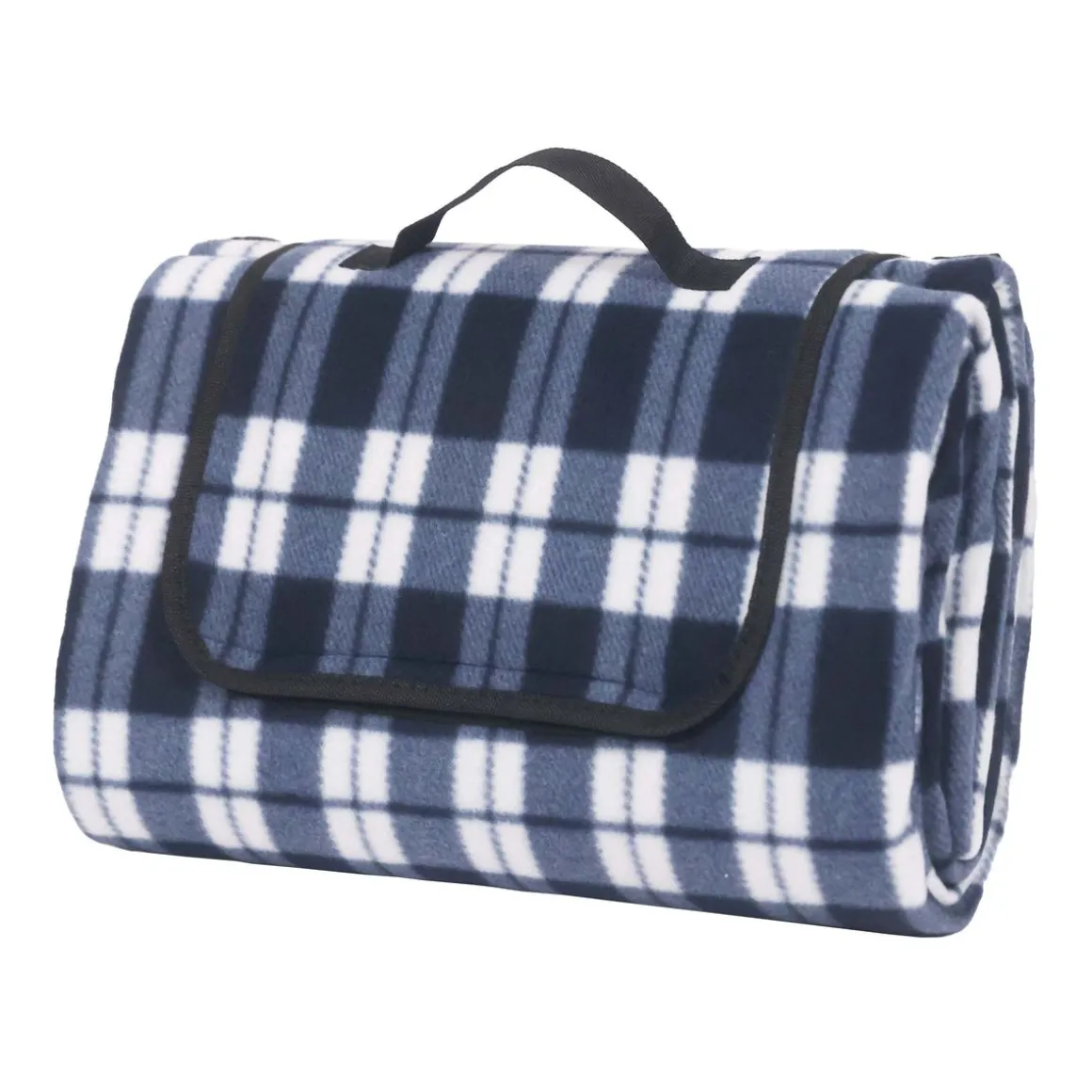 Picknickdecke Fleece 200 x 150 cm blau/weiss