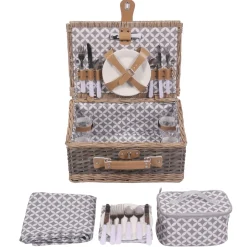Picknickkorb Set für 4 Personen 40 x 28 x 19 cm