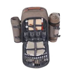 Picknick Rucksack Set für 4 Personen braun