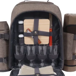 Picknick Rucksack Set für 4 Personen braun