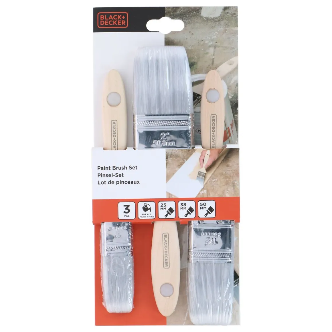 Pinsel Set Flachpinsel 3-teilig natur
