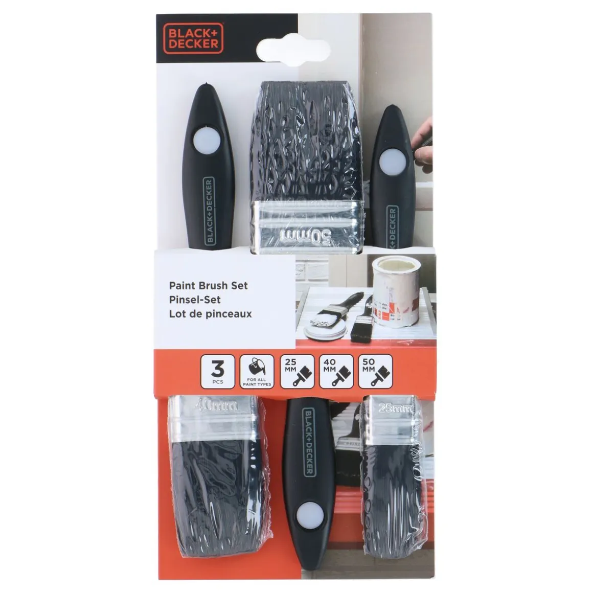 Pinsel Set Flachpinsel 3-teilig schwarz