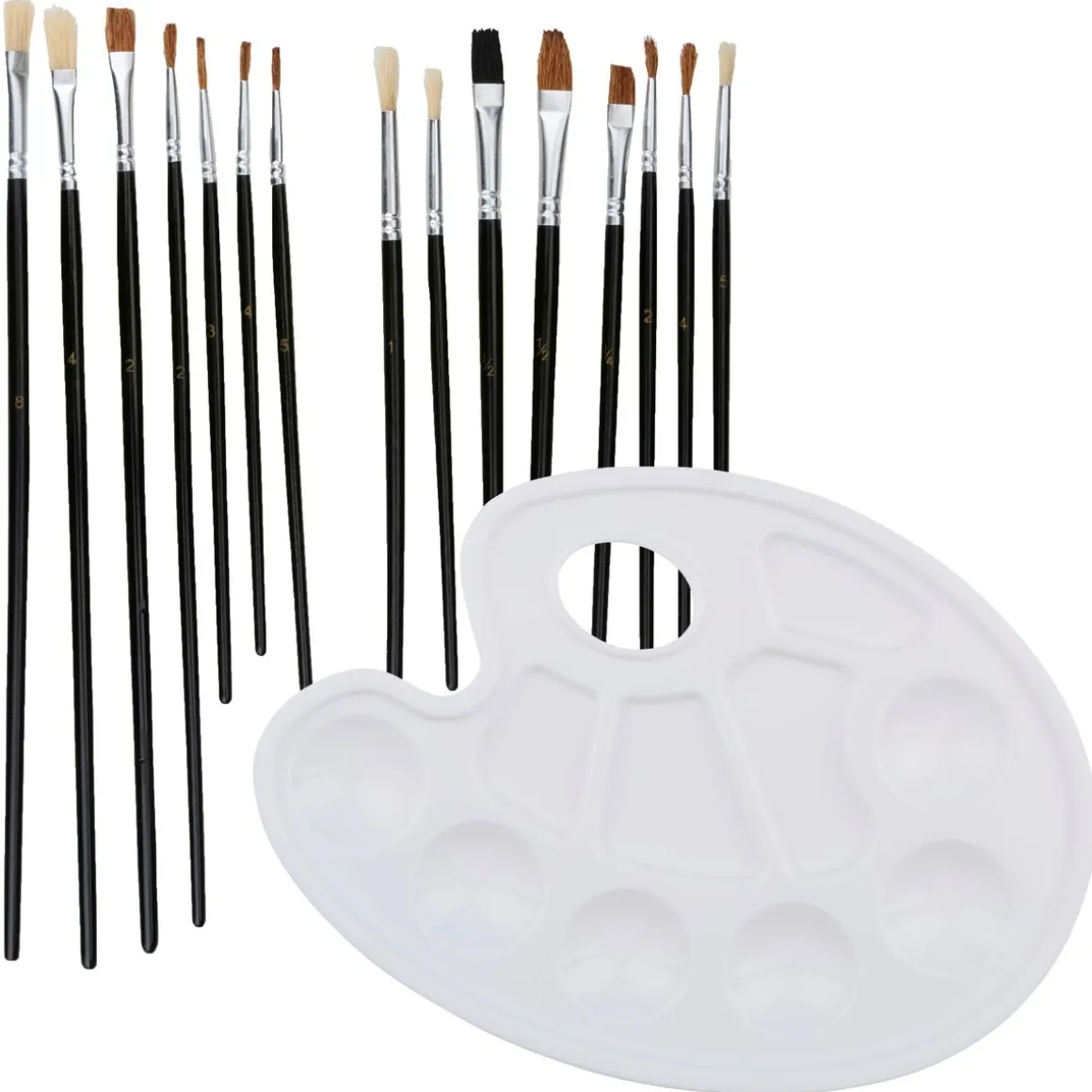Pinsel Set mit Palette Set 16-teilig