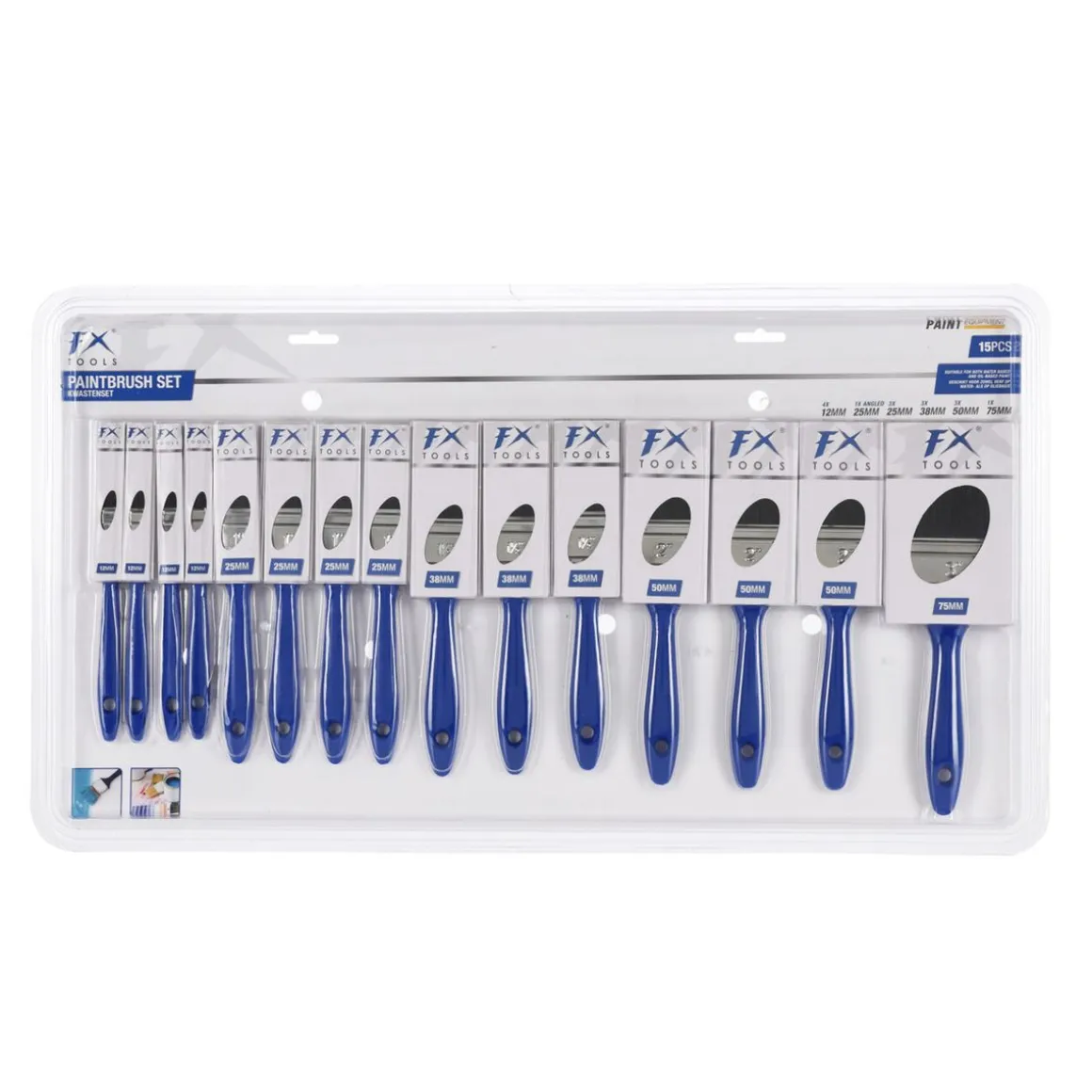 Pinsel Set 15-teilig blau/schwarz