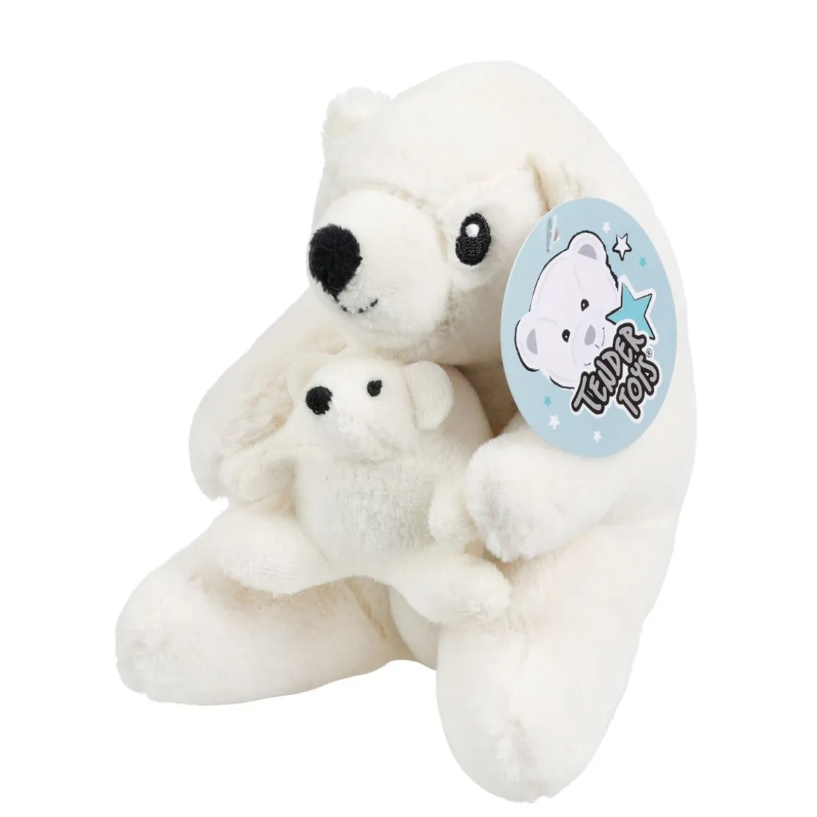 Plüschtier Eisbär mit Baby 16 cm weiss
