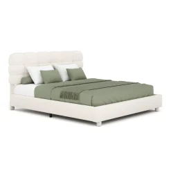 Polsterbett Bouclé KIRSTEN 160 x 200 cm creme