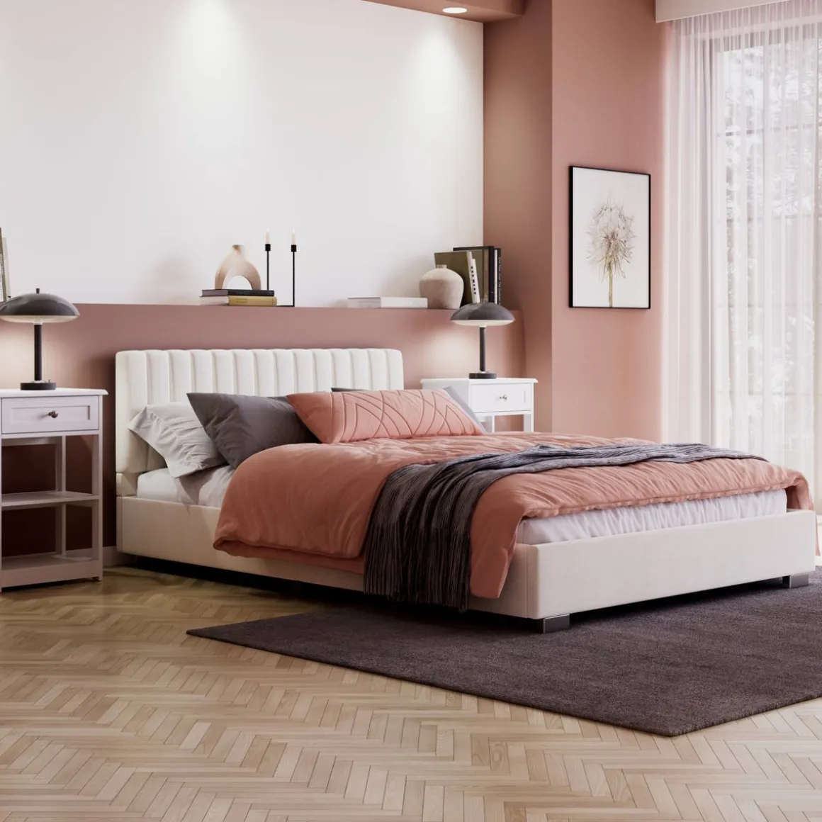Polsterbett DAINA 140 x 200 cm beige