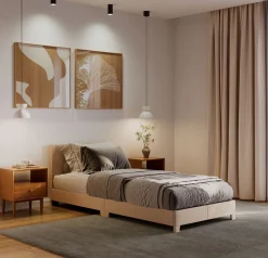 Polsterbett JUNA 90 x 200 cm beige