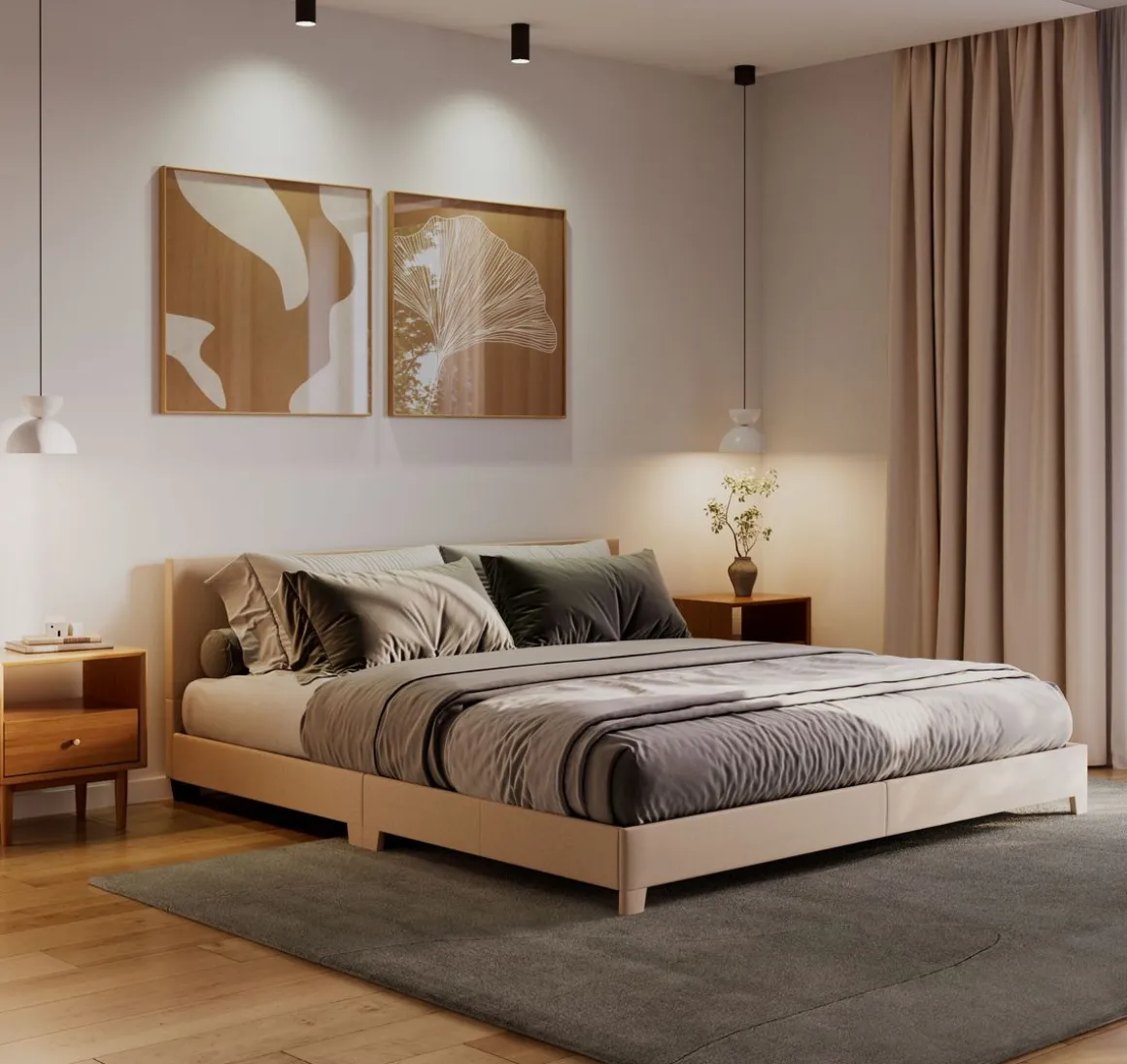 Polsterbett JUNA 180 x 200 cm beige