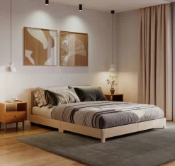 Polsterbett JUNA 160 x 200 cm beige
